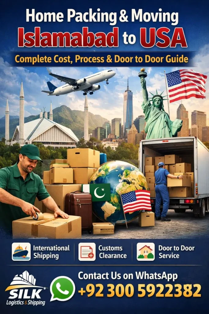 Home packing and moving services from Islamabad to USA  Complete Cost, Process & Door to Door moving Guide