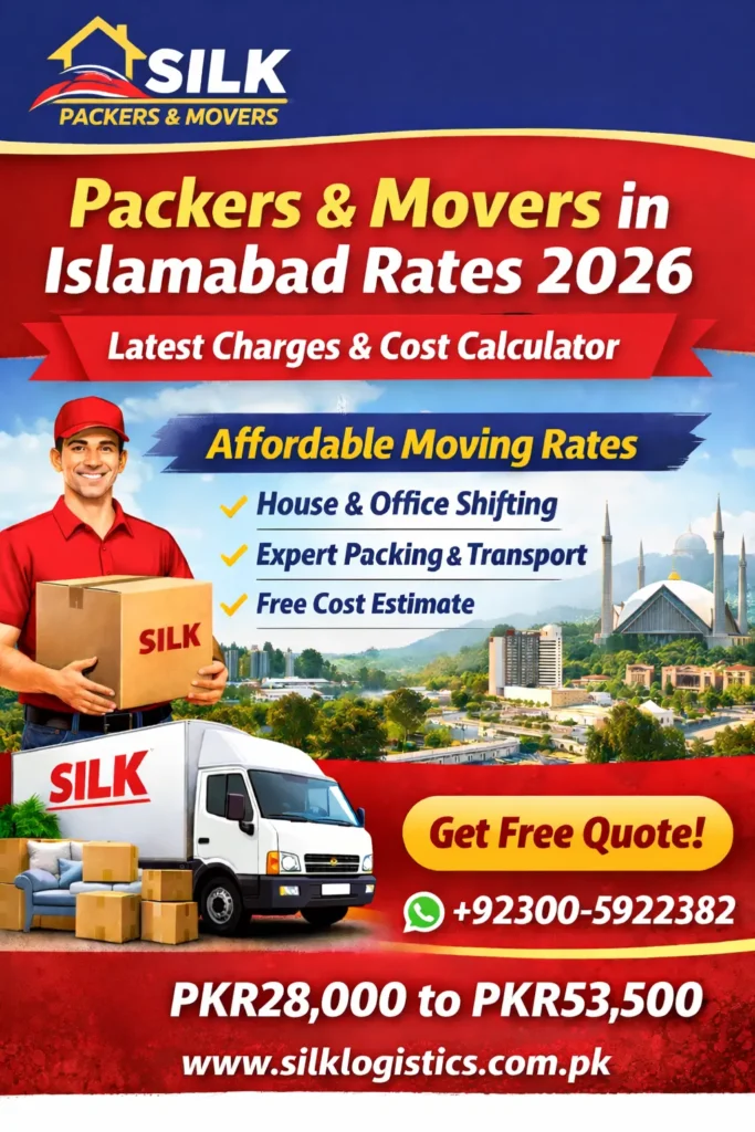 Packers and Movers In Islamabad Rates cost Charges prices 2026